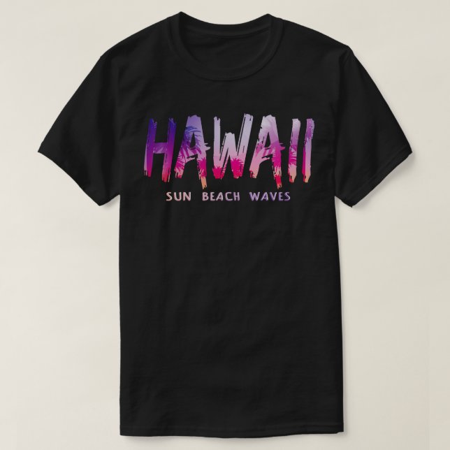 T-shirt Hawaii Sun Beach Waves (Design devant)