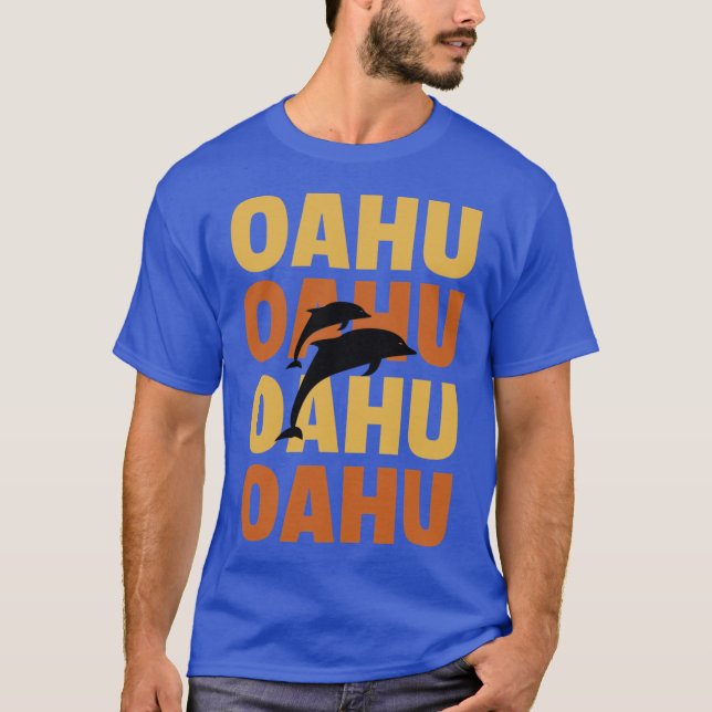 T-shirt Hawaiian Islands Style Surf Oahu Dolphin Watch (Devant)