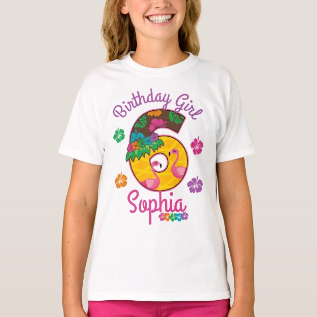 T-shirt Hawaiian luau aloha Sixième anniversaire fille 6 (Devant)
