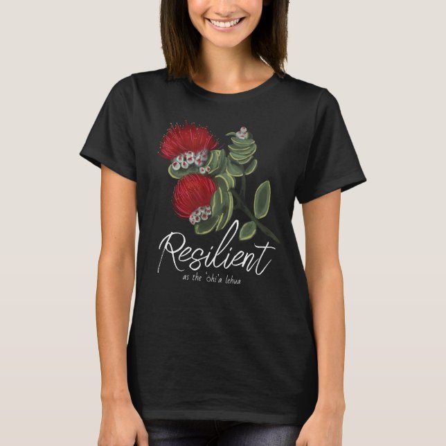 T-shirt Hawaiian Red Lehua Flower Watercolor Resilience (Devant)