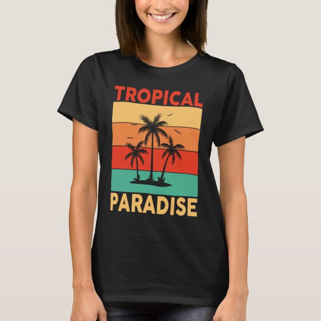 T-shirt Hawaiian Tropical Paradise Hawaii Pineapple Tiki (Devant)