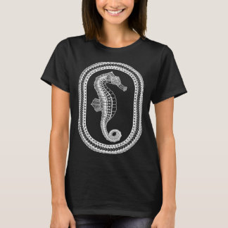 T-shirt Hawaiian White Tribal Seahorse Beach