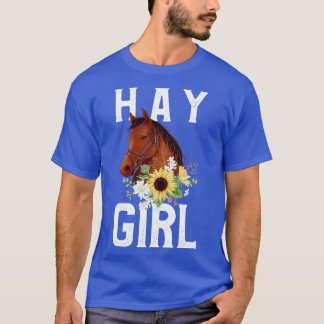 T-shirt Hay Girl Floral Horse Horseback équitation équestr
