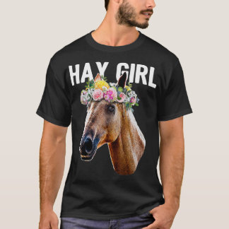 T-shirt Hay Girl Floral Horse Horseback équitation équestr