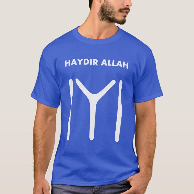 T-shirt Haydir Allah - foin Allah - drapeau d'Ertugrul - (Devant)