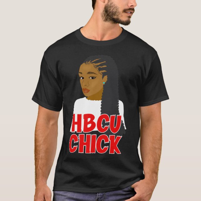 T-shirt HBCU Chick Red et White Braids Grad ou étudiant (Devant)