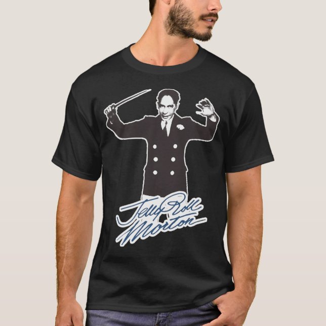 T-shirt Hd. Jelly Roll Morton Pianiste Bandleader Composit (Devant)