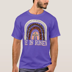 T-shirt He Is Risen Leopard Rainbow Christian Jésus Happy