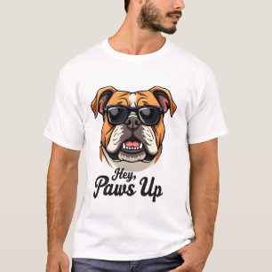 T-shirt Hé les pattes en l'air Bulldog vintage avec des lu