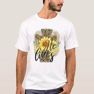 T-shirt He Lives Sunflowers Faith Jesus