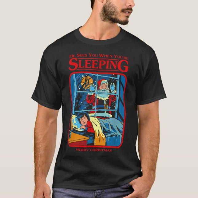 T-shirt He Sees You When You're Sleeping Merry Christmas  (Devant)