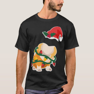 T-shirt headless corgi body costume with christmas hat