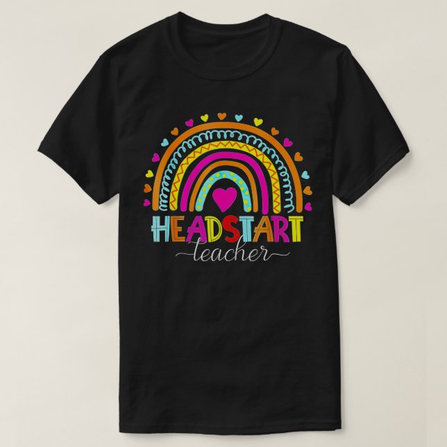 T-shirt Headstart Teacher Squad Rainbow Cute Teacher Back  (Design devant)