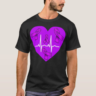 T-shirt Hearbeat Alzheimer Ruban Alzheimer Maladie d'Alzhe