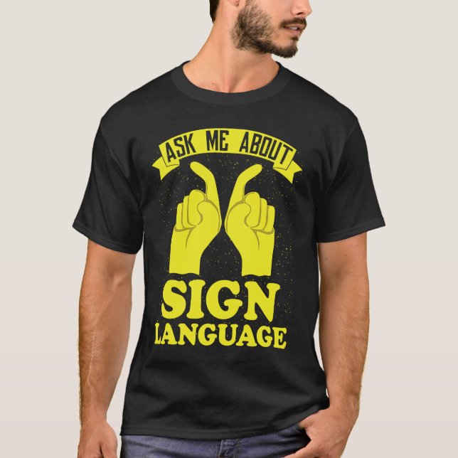 T-shirt Hearing Aid Deaf Pride ASL Hand Sign Language (Devant)