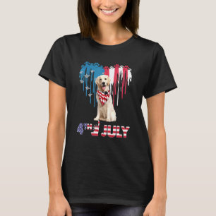 T-shirt Heart American Golden Retriever Le 4 juillet