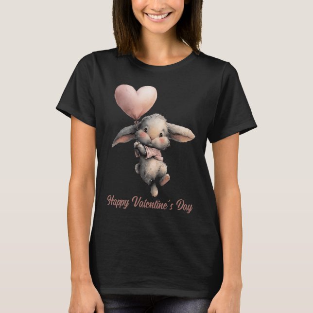 T-shirt Heart Balloon Bunny for Valentines (Devant)