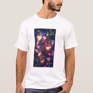 T-shirt Heart Bokeh éclaire dans un jardin nocturne rêvé