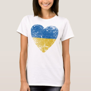 T-shirt Heart Distressed Ukraine Flag, Country Pride