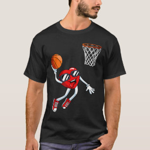 T-shirt Heart Dunk Joueur de basket Valentines Jour Amour