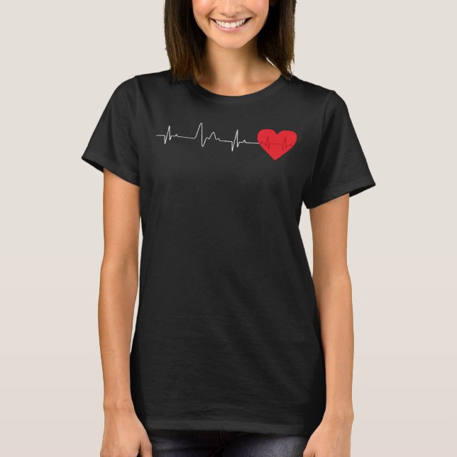 T-shirt Heart EKG Heartbeat Pulseline Cardiologue Chirurgi (Devant)