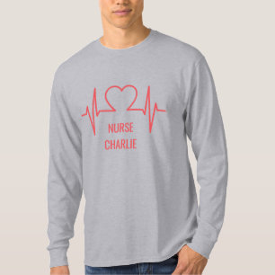 T-shirt Heart EKG nom personnalisé et vêtements de travail