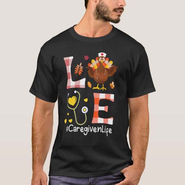 T-shirt Heart Fruit Happy Thanksgiving Day To Me LOVE Care (Devant)