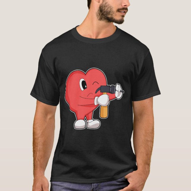 T-shirt Heart Handyman Drill Press (Devant)