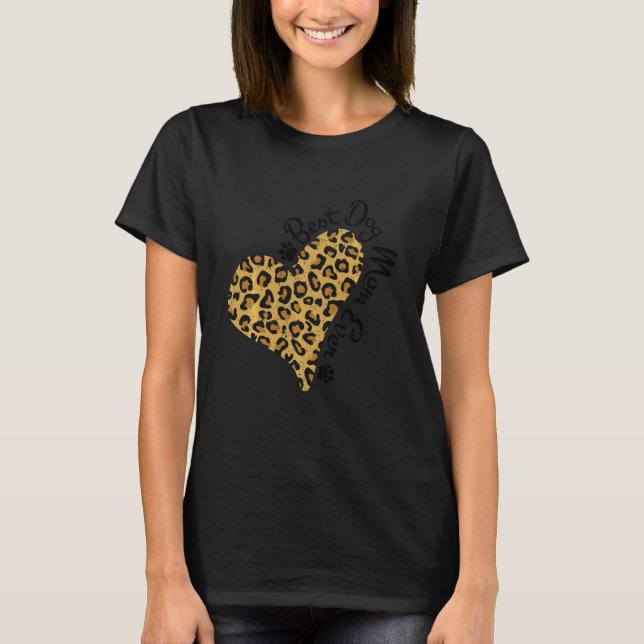 T-shirt Heart Leopard Meilleur Chien Maman Fier Service Ch (Devant)