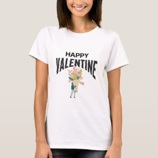 T-shirt Heart Love Man with flowers Artsy Valentine's Day