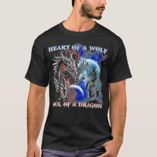 T-shirt Heart Of Wolf Soul Of A Dragon Cool Dragon wolf 