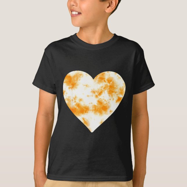 T-shirt Heart Orange Tie Dye - Cute Valentines Day Graphic (Devant)