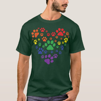 T-shirt HEART Rainbow Dog Love Paw Prints, Gay Pride Pet D
