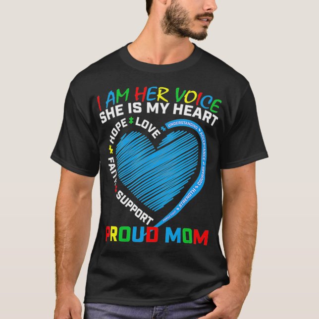 T-shirt Heart Sayers Mère Porter Bleu Fille Autisme (Devant)