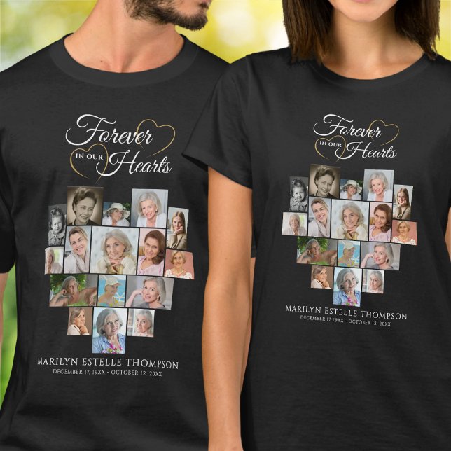T-shirt Heart Shaped Photo Collage Funeral Memorial (Créateur téléchargé)