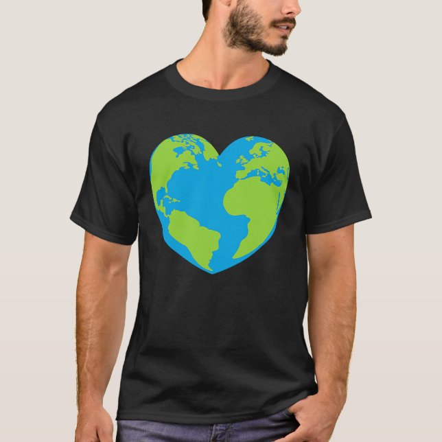 T-shirt Heart shaped world earth globe world map (Devant)