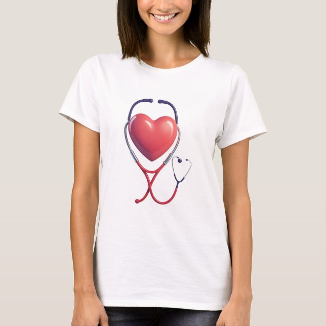 T-shirt Heart Stethoscope Love Tee (Devant)