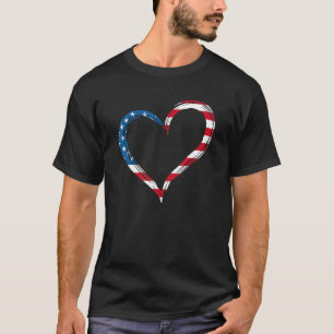 T-shirt Heart Usa Flag Memorial Day Patriotic American 4th