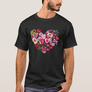 T-shirt Heart With Heart Letter Key Candy Rose Motif Val