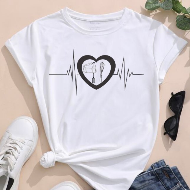 T-shirt Heartbeat à la cuisson, t-shirt cadeau à l (Créateur téléchargé)