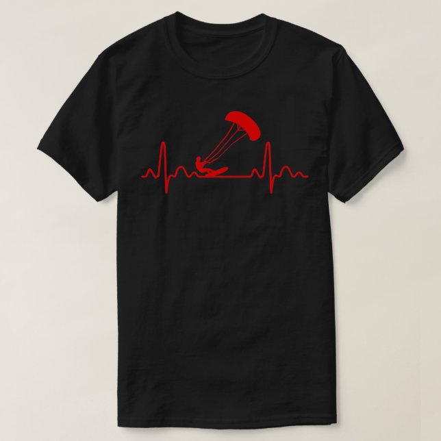 T-shirt Heartbeat Kite Surfing Kite Surfer Funny Idée cade (Design devant)