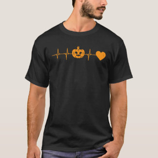 T-shirt Heartbeat Pumpkin Scrub Top Nurse Halloween Costum