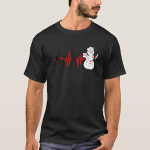 T-shirt Heartbeat Snowman Nurse Noël Scrub Top Xmas R