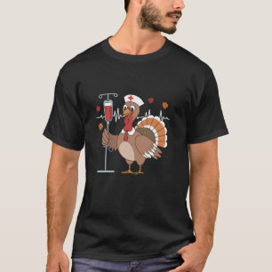 T-shirt Heartbeat Turkey Nurse Thanksgiving icu infirmière