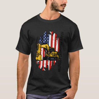 T-shirt Heavy Equipt Operator Us Flag Heavy Machinery Oper