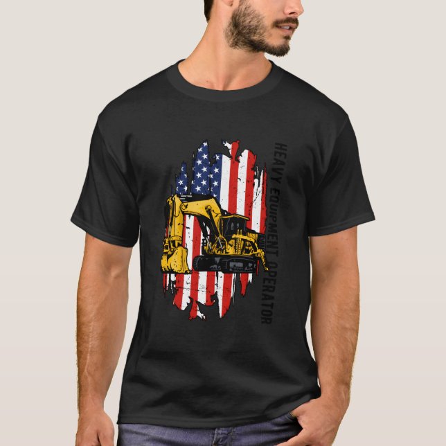 T-shirt Heavy Equipt Operator Us Flag Heavy Machinery Oper (Devant)