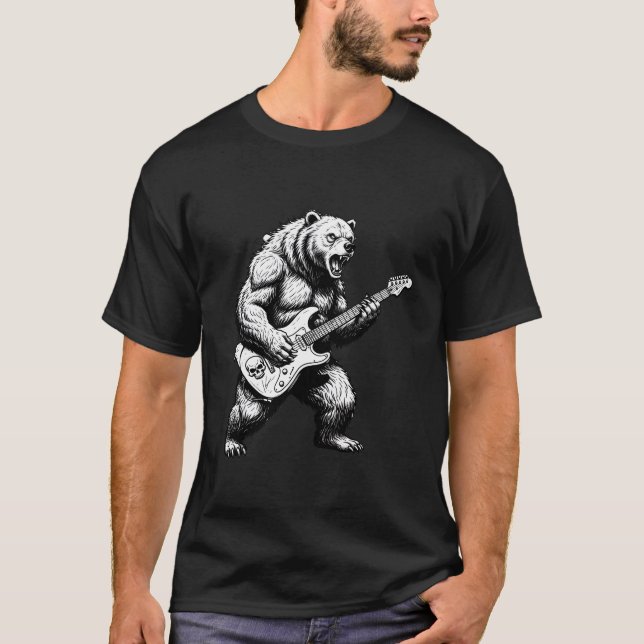 T-shirt Heavy Metal Grizzly Shredder Music Graphic (Devant)
