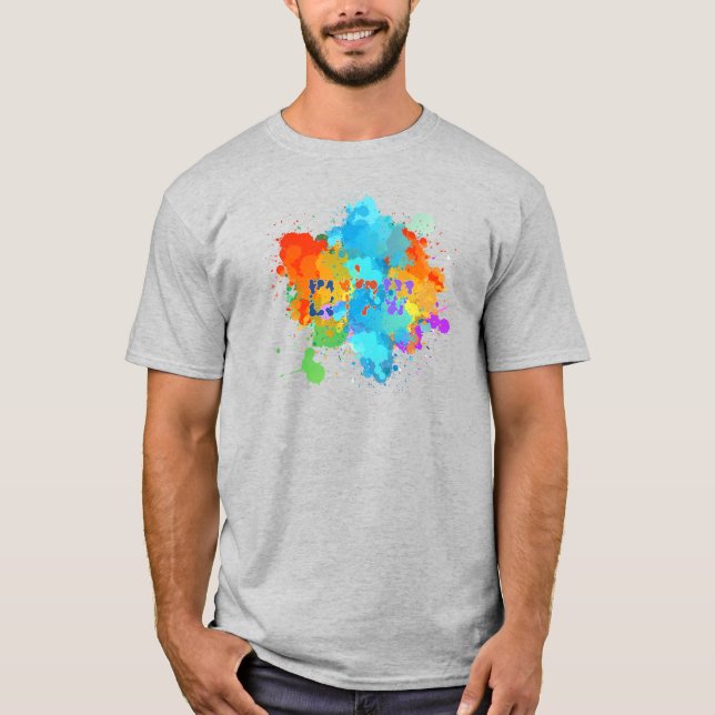 T-shirt Hébreu "Shalom" avec Arrière - plan de Peinture (Devant)