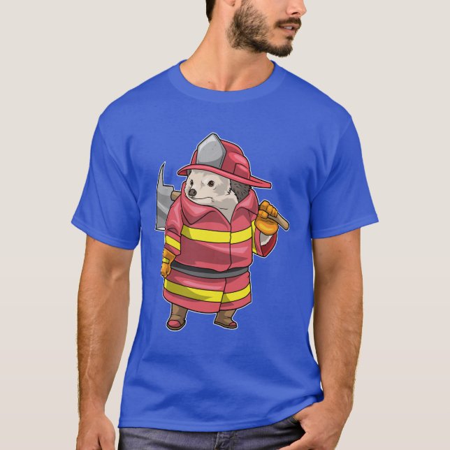 T-shirt Hedgehog Firefighter Ax Service d'incendie (Devant)