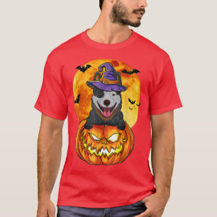 T-shirt Heeler Witch Citrouille Halloween Amoureux des chi
